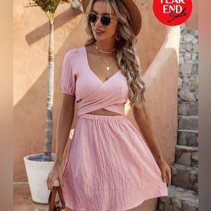 Cross over tie back dress